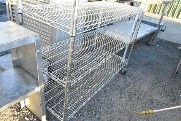 Chrome Finish 6 Tier Wire Shelving Unit on Commercial Casters. BUYER MUST DISMANTLE. PCI CANNOT DISMANTLE FOR SHIPPING. PLEASE CONSIDER FREIGHT CHARGES. - Image 4 of 4