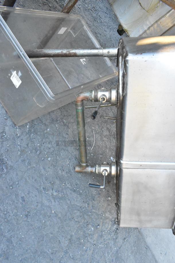 Stainless Steel 2 Bay Sink w/ Faucet and Handles. Missing Leg. Bays 18x18x12 - Image 4 of 4
