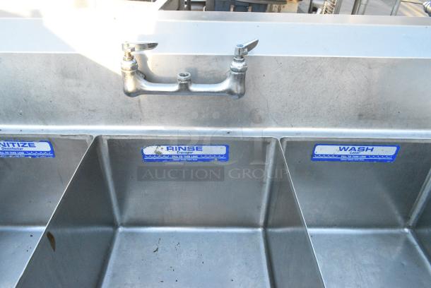 Stainless Steel 3 Bay Sink w/ Dual Drain Boards and Handles - Image 2 of 4
