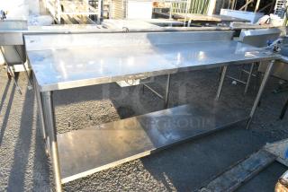 Stainless Steel Table w/ Mounted Can Opener, Back Splash and Under Shelf.