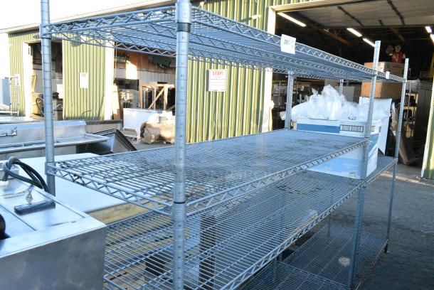 Chrome Finish 4 Tier Wire Shelving Unit. BUYER MUST DISMANTLE. PCI CANNOT DISMANTLE FOR SHIPPING. PLEASE CONSIDER FREIGHT CHARGES. - Image 2 of 3