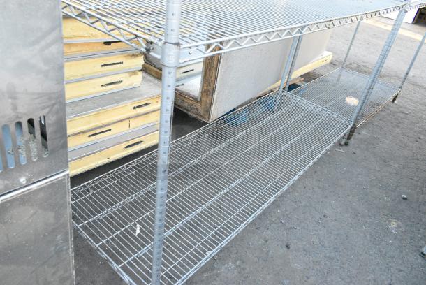 Chrome Finish 4 Tier Wire Shelving Unit. BUYER MUST DISMANTLE. PCI CANNOT DISMANTLE FOR SHIPPING. PLEASE CONSIDER FREIGHT CHARGES. - Image 3 of 3