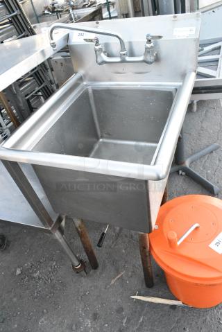 Stainless Steel Single Bay Sink w/ Faucet and Handles.