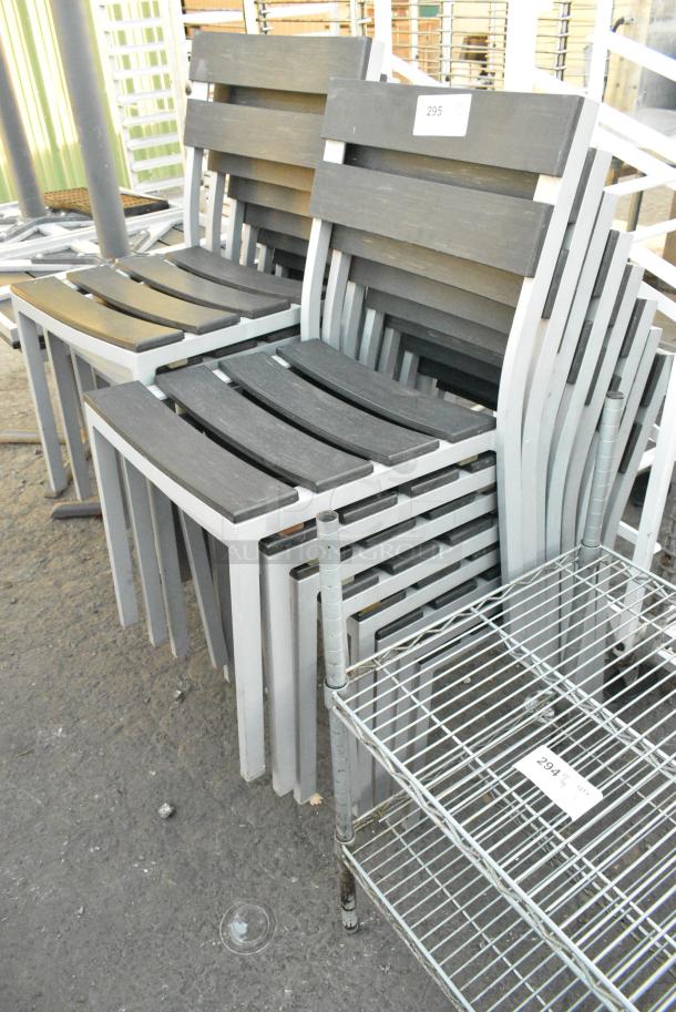 17 Gray Metal Chair w/ Black Slats. 17 Times Your Bid! - Image 1 of 2