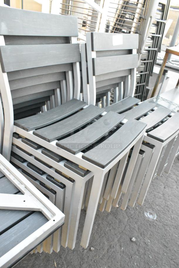 17 Gray Metal Chair w/ Black Slats. 17 Times Your Bid! - Image 2 of 2