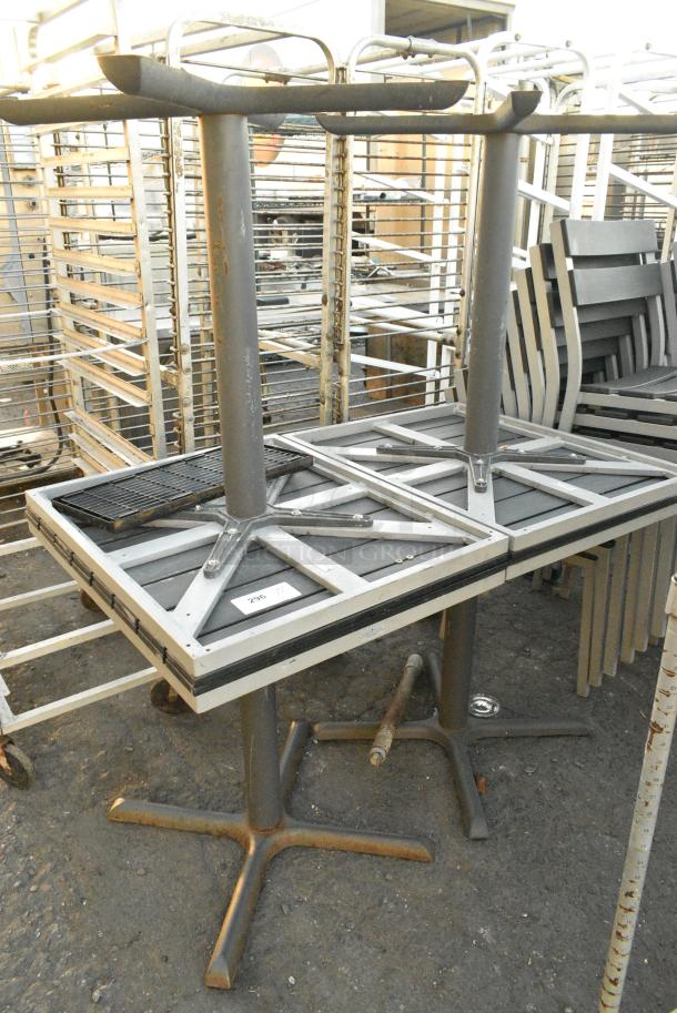 4 Gray Metal Dining Height Table w/ Black Slats. 4 Times Your Bid! - Image 1 of 4