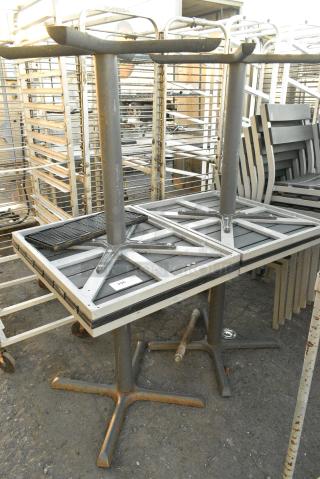 4 Gray Metal Dining Height Table w/ Black Slats. 4 Times Your Bid!