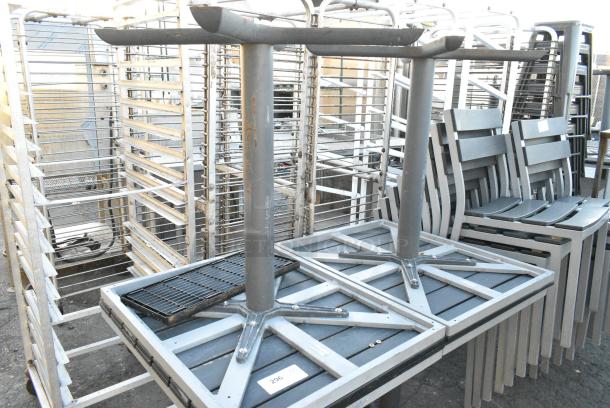 4 Gray Metal Dining Height Table w/ Black Slats. 4 Times Your Bid! - Image 3 of 4