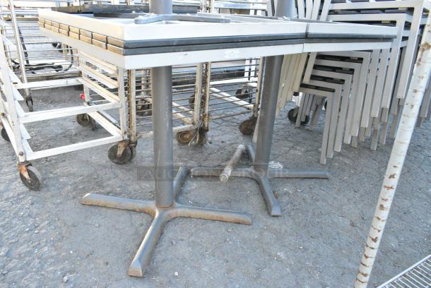 4 Gray Metal Dining Height Table w/ Black Slats. 4 Times Your Bid! - Image 4 of 4