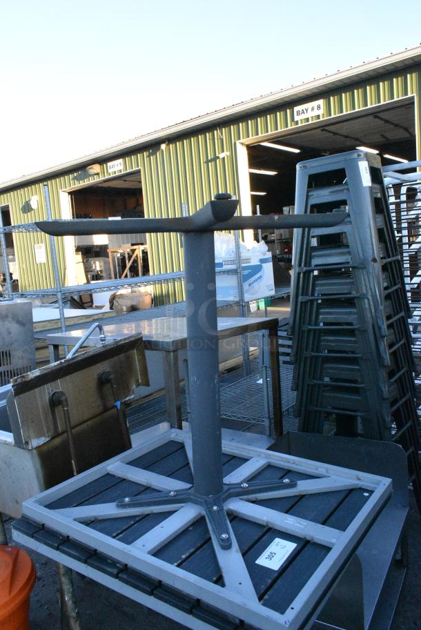 2 Gray Metal Dining Height Table w/ Black Slats. 2 Times Your Bid! - Image 3 of 4