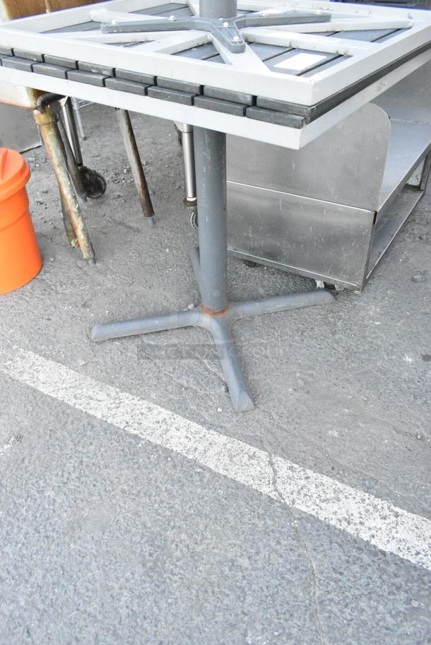 2 Gray Metal Dining Height Table w/ Black Slats. 2 Times Your Bid! - Image 4 of 4