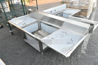 BRAND NEW SCRATCH AND DENT! Regency Stainless Steel Single Bay Sink w/ Dual Drain Boards.
