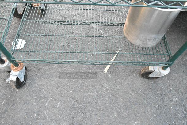 Green Finish 5 Tier Wire Shelving Unit on Commercial Casters w/ Contents Including Bins. BUYER MUST DISMANTLE. PCI CANNOT DISMANTLE FOR SHIPPING. PLEASE CONSIDER FREIGHT CHARGES. - Image 4 of 4