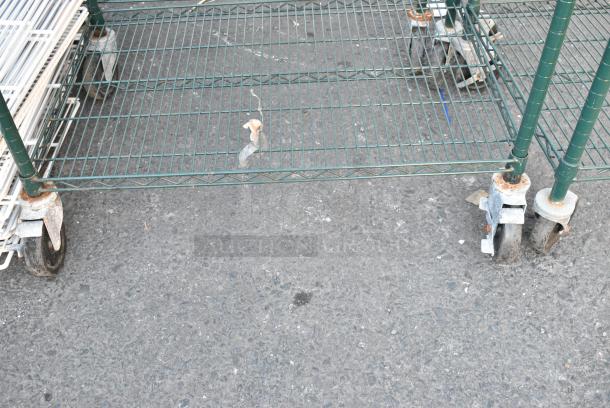 Green Finish 5 Tier Wire Shelving Unit on Commercial Casters. BUYER MUST DISMANTLE. PCI CANNOT DISMANTLE FOR SHIPPING. PLEASE CONSIDER FREIGHT CHARGES. - Image 2 of 2