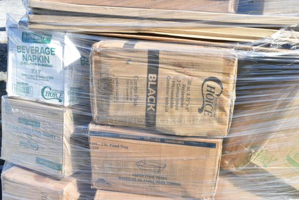 30 BRAND NEW IN BOX! Items Including 5001BNAP Choice 1-Ply White Beverage / Cocktail Napkin - 4000/Case, Dart ClearPac SafeSeal 8 oz. Tamper-Resistant, Tamper-Evident Container with Dome Lid, 129MCS242CB Choice 30 oz. Compartment Container with Lid, Paper Food Trays, 627PCC63 Fat Daddio's PCC-63 ProSeries 6" x 3" Round Anodized Aluminum Straight Sided Cheesecake Pan with Removable Bottom, Forte Wine Glasses, 4 Box Libbey 1924 Champagne Coupes, Del Mar Tumblers, 8 Box 12040 Libbey Newton Cooler Glasses. 30 Times Your Bid! - Image 6 of 12