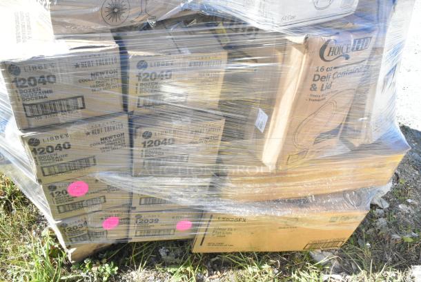 30 BRAND NEW IN BOX! Items Including 5001BNAP Choice 1-Ply White Beverage / Cocktail Napkin - 4000/Case, Dart ClearPac SafeSeal 8 oz. Tamper-Resistant, Tamper-Evident Container with Dome Lid, 129MCS242CB Choice 30 oz. Compartment Container with Lid, Paper Food Trays, 627PCC63 Fat Daddio's PCC-63 ProSeries 6" x 3" Round Anodized Aluminum Straight Sided Cheesecake Pan with Removable Bottom, Forte Wine Glasses, 4 Box Libbey 1924 Champagne Coupes, Del Mar Tumblers, 8 Box 12040 Libbey Newton Cooler Glasses. 30 Times Your Bid! - Image 12 of 12