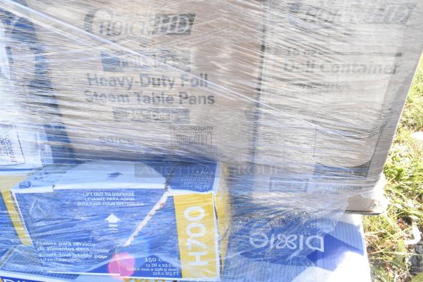 38 BRAND NEW IN BOX! Items Including 795PTOWHT8 Choice White Microwavable Folded Paper #8 Take-Out Container 6" x 4 3/4" x 2 1/2" - 300/Case, 128HD16BULK Choice Heavy Duty 16 oz. Microwavable Translucent Plastic Deli Container - 480/Case, 612605070HD Choice Full Size Heavy-Duty Foil Steam Table Pan Deep 3 3/8" Depth - 50/Case, 5 Box Dixie Chef Towels, 5008DWALLW Choice 8 oz. Tall White Smooth Double Wall Paper Hot Cup - 500/Case, 2 Box 128HD16BULK Choice Heavy Duty 16 oz. Microwavable Translucent Plastic Deli Container - 480/Case, Choice Napkins, Nitril Gloves, 2 Box Choice Deli Sheets, Jumbo Paper Straws. 38 Times Your Bid! - Image 5 of 12