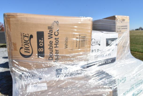 38 BRAND NEW IN BOX! Items Including 795PTOWHT8 Choice White Microwavable Folded Paper #8 Take-Out Container 6" x 4 3/4" x 2 1/2" - 300/Case, 128HD16BULK Choice Heavy Duty 16 oz. Microwavable Translucent Plastic Deli Container - 480/Case, 612605070HD Choice Full Size Heavy-Duty Foil Steam Table Pan Deep 3 3/8" Depth - 50/Case, 5 Box Dixie Chef Towels, 5008DWALLW Choice 8 oz. Tall White Smooth Double Wall Paper Hot Cup - 500/Case, 2 Box 128HD16BULK Choice Heavy Duty 16 oz. Microwavable Translucent Plastic Deli Container - 480/Case, Choice Napkins, Nitril Gloves, 2 Box Choice Deli Sheets, Jumbo Paper Straws. 38 Times Your Bid! - Image 7 of 12