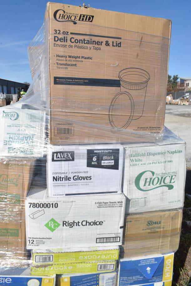 38 BRAND NEW IN BOX! Items Including 795PTOWHT8 Choice White Microwavable Folded Paper #8 Take-Out Container 6" x 4 3/4" x 2 1/2" - 300/Case, 128HD16BULK Choice Heavy Duty 16 oz. Microwavable Translucent Plastic Deli Container - 480/Case, 612605070HD Choice Full Size Heavy-Duty Foil Steam Table Pan Deep 3 3/8" Depth - 50/Case, 5 Box Dixie Chef Towels, 5008DWALLW Choice 8 oz. Tall White Smooth Double Wall Paper Hot Cup - 500/Case, 2 Box 128HD16BULK Choice Heavy Duty 16 oz. Microwavable Translucent Plastic Deli Container - 480/Case, Choice Napkins, Nitril Gloves, 2 Box Choice Deli Sheets, Jumbo Paper Straws. 38 Times Your Bid! - Image 10 of 12