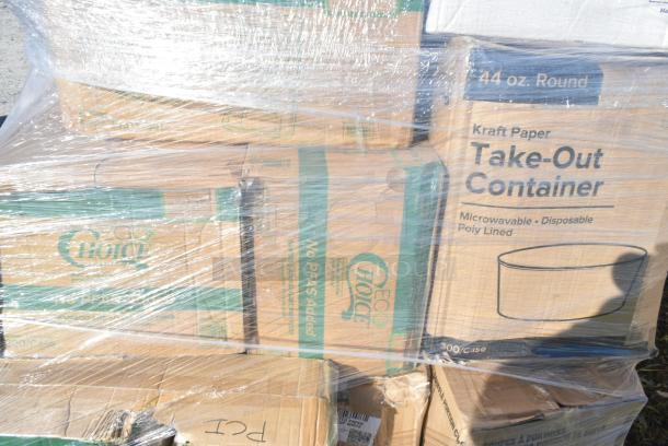 30 BRAND NEW IN BOX! Items Including 2 Box 127RDTFLBULK Choice Microwavable Translucent Customizable Recessed Fit Deli Lid - 500/Case, Noble Clear Vinyl Gloves, 50012W Choice 12 oz. White Poly Paper Hot Cup - 1000/Case, 5002TP3X496E Lavex 3 1/2" x 4 1/4" Individually-Wrapped 2-Ply Standard 500 Sheet Toilet Paper Roll - 96/Case, 2 Box 395RPO9 EcoChoice No PFAS Added Bamboo / Bagasse Blend 9" Plate - 500/Case, 795PTOBK3 Choice 7 3/4" x 5 1/2" x 2 1/2" Black Microwavable Folded Paper #3 Take-Out Container - 200/Case. 30 Times Your Bid! - Image 10 of 12