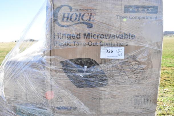 28 BRAND NEW IN BOX! Items Including 500TO993C3 Choice 9" x 9" x 3" Microwaveable 3-Compartment Black / Clear Plastic Hinged Container - 100/Case, 245WEDGEPZZA Choice White Clay Coated Clamshell Pizza Slice Box - 400/Case, 5008W Choice 8 oz. Tall White Poly Paper Hot Cup - 1000/Case, 3 Box 128HD16COMBO Choice Heavy Duty 16 oz. Microwavable Translucent Plastic Deli Container and Lid Combo Pack - 240/Case, 129MCS28B Choice 28 oz. Black Rectangular Microwavable Heavy Weight Container with Lid 8 3/4" x 6 1/4" x 1 3/4" - 150/Case. 28 Times Your Bid! - Image 2 of 11