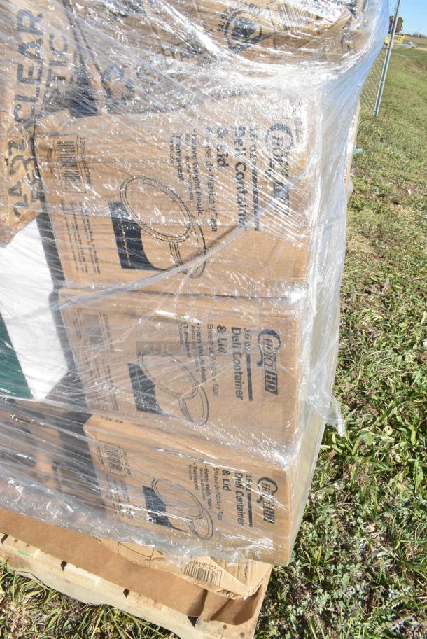28 BRAND NEW IN BOX! Items Including 500TO993C3 Choice 9" x 9" x 3" Microwaveable 3-Compartment Black / Clear Plastic Hinged Container - 100/Case, 245WEDGEPZZA Choice White Clay Coated Clamshell Pizza Slice Box - 400/Case, 5008W Choice 8 oz. Tall White Poly Paper Hot Cup - 1000/Case, 3 Box 128HD16COMBO Choice Heavy Duty 16 oz. Microwavable Translucent Plastic Deli Container and Lid Combo Pack - 240/Case, 129MCS28B Choice 28 oz. Black Rectangular Microwavable Heavy Weight Container with Lid 8 3/4" x 6 1/4" x 1 3/4" - 150/Case. 28 Times Your Bid! - Image 7 of 11