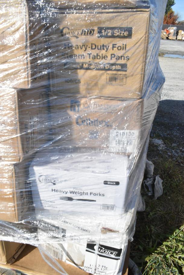 28 BRAND NEW IN BOX! Items Including 500TO993C3 Choice 9" x 9" x 3" Microwaveable 3-Compartment Black / Clear Plastic Hinged Container - 100/Case, 245WEDGEPZZA Choice White Clay Coated Clamshell Pizza Slice Box - 400/Case, 5008W Choice 8 oz. Tall White Poly Paper Hot Cup - 1000/Case, 3 Box 128HD16COMBO Choice Heavy Duty 16 oz. Microwavable Translucent Plastic Deli Container and Lid Combo Pack - 240/Case, 129MCS28B Choice 28 oz. Black Rectangular Microwavable Heavy Weight Container with Lid 8 3/4" x 6 1/4" x 1 3/4" - 150/Case. 28 Times Your Bid! - Image 9 of 11