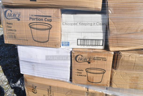 37 BRAND NEW IN BOX! Items Including 167MS002MCXL Lavex White 53 GSM Heavy Weight Microporous Polypropylene Zipper Front Long Sleeve Coveralls with Elastic Wrists and Ankles - XL - 25/Case, 127P100C Choice 1 oz. Clear Plastic Souffle Cup / Portion Cup - 2500/Case, 4 Box 433NHT006 Choice Extra Large Size Grey "Thank You" Medium-Duty Plastic T-Shirt Bag - 450/Case, 6 Box Chicopee 0041 Chix® SC 13" x 21" White Standard-Duty Foodservice Towel - 150/Case, 5008DWALLW Choice 8 oz. Tall White Smooth Double Wall Paper Hot Cup - 500/Case, 2 Box 50012DWALLC Choice 12 oz. Coffee Break Print Smooth Double 433NHT006Wall Paper Hot Cup - 500/Case. 37 Times Your Bid! - Image 10 of 12