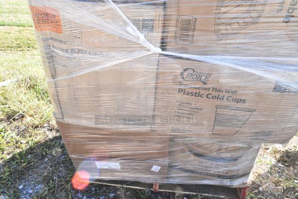 22 BRAND NEW IN BOX! Items Including 500TO993C3 Choice 9" x 9" x 3" Microwaveable 3-Compartment Black / Clear Plastic Hinged Container - 100/Case, 500TW7 Choice 7 oz. Translucent Thin Wall Plastic Cold Cup - 2500/Case, 129MCS38B Choice 38 oz. Black Rectangular Microwavable Heavy Weight Container with Lid 8 3/4" x 6 1/4" x 2" - 150/Case, 2 Box 612POB1LB Choice Oblong Clear Plastic Dome Lid for 1 lb. Foil Take-Out Container - 1000/Case, 50020CAFE Choice 20 oz. Café Print Poly Paper Hot Cup - 600/Case. 22 Times Your Bid! - Image 3 of 11