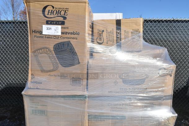 20 BRAND NEW IN BOX! Items Including 500TO963 Choice 9" x 6" x 3" Microwaveable 2-Compartment Black / Clear Plastic Hinged Container - 100/Case, 3 Box 485PCCUP232 Choice 2-Cup 12-32 oz. Drink Carrier with Handle - 250/Case, 50012W Choice 12 oz. White Poly Paper Hot Cup - 1000/Case, 245WEDGEPZZA Choice White Clay Coated Clamshell Pizza Slice Box - 400/Case, 3 Box 130WHKNIFEH Choice White Heavy Weight Polystyrene Plastic Knife - 1000/Case. 20 Times Your Bid! - Image 2 of 9