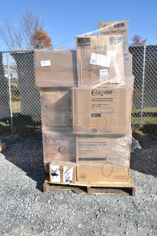 27 BRAND NEW IN BOX! Items Including 3 Box 128HD32COMBO Choice Heavy Duty Deli Container and Lid, 2 Box 5004W Choice 4 oz. White Poly Paper Hot Cup - 1000/Case, 2 Box Lavex Hardwound Paper Towels. 27 Times Your Bid! - Image 1 of 11