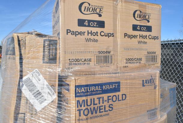27 BRAND NEW IN BOX! Items Including 3 Box 128HD32COMBO Choice Heavy Duty Deli Container and Lid, 2 Box 5004W Choice 4 oz. White Poly Paper Hot Cup - 1000/Case, 2 Box Lavex Hardwound Paper Towels. 27 Times Your Bid! - Image 6 of 11
