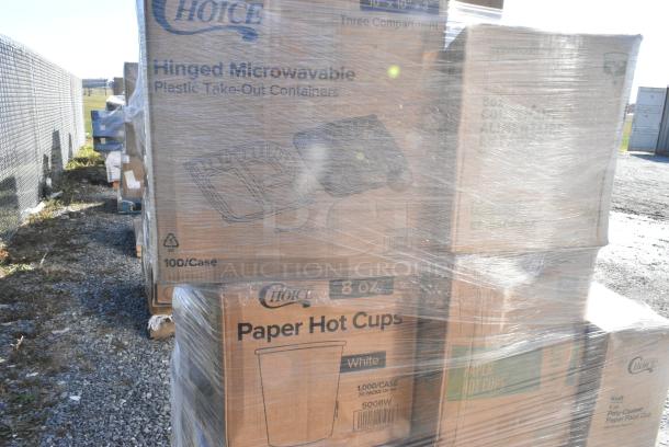 24 BRAND NEW IN BOX! Items Including 500TO883 Choice 8" x 8" x 3" Microwaveable 3-Compartment Black / Clear Plastic Hinged Container - 100/Case, 4 Box 500CFT Lavex C Fold Towels, 760SOUP8KPA Choice 8 oz. Kraft Paper food Cup with Lid. 24 Times Your Bid! - Image 8 of 11