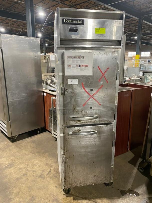 Continental Commercial Half Door Reach In Freezer! All Stainless Steel! With Poly Coated Rack!  On Casters! 115V 1 Phase! Model: 1F-HD SN: 15756608! Working When Removed! - Image 1 of 9