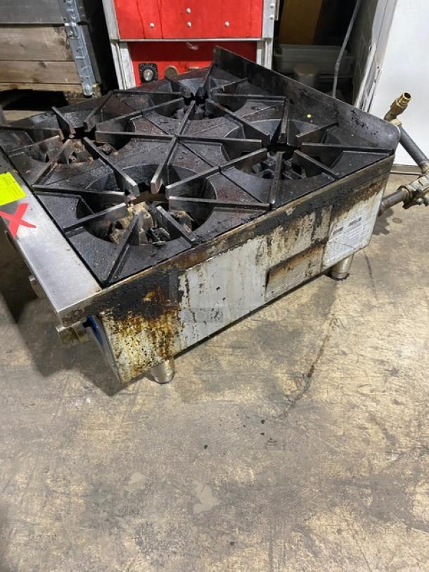 Globe Commercial Natural Gas Powered Countertop 4 Burner Range! All Stainless Steel Body! On Legs! Working When Removed! - Image 3 of 9