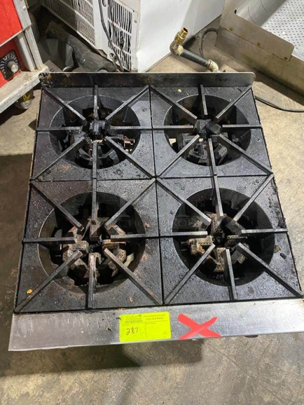 Globe Commercial Natural Gas Powered Countertop 4 Burner Range! All Stainless Steel Body! On Legs! Working When Removed! - Image 5 of 9