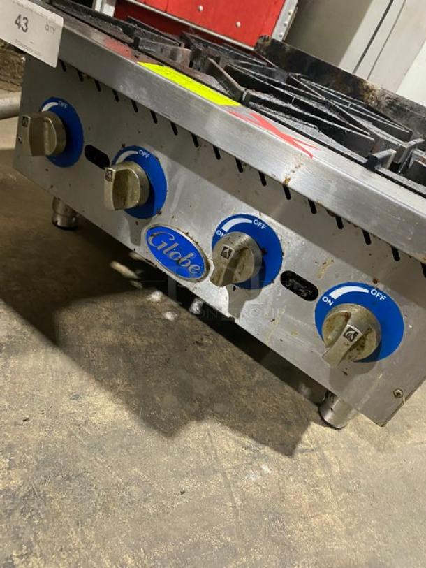 Globe Commercial Natural Gas Powered Countertop 4 Burner Range! All Stainless Steel Body! On Legs! Working When Removed! - Image 7 of 9