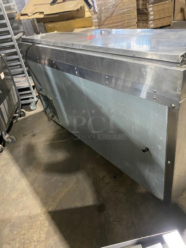Continental Commercial Refrigerated Mega Top Pizza Prep Table! With 3 Door Refrigerated Storage Underneath! All Stainless Steel! With Poly Coated Rack! On Casters! 115V 1 Phase! Model: CPA68 SN: 15755497! Working When Removed! - Image 4 of 9