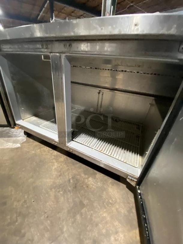 Continental Commercial Refrigerated Mega Top Pizza Prep Table! With 3 Door Refrigerated Storage Underneath! All Stainless Steel! With Poly Coated Rack! On Casters! 115V 1 Phase! Model: CPA68 SN: 15755497! Working When Removed! - Image 6 of 9