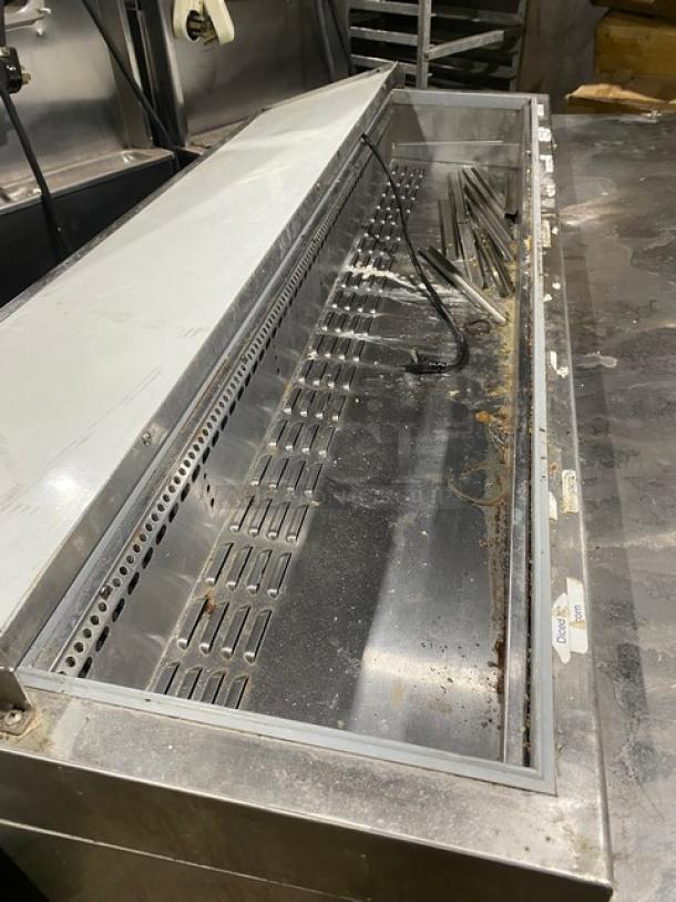 Continental Commercial Refrigerated Mega Top Pizza Prep Table! With 3 Door Refrigerated Storage Underneath! All Stainless Steel! With Poly Coated Rack! On Casters! 115V 1 Phase! Model: CPA68 SN: 15755497! Working When Removed! - Image 8 of 9