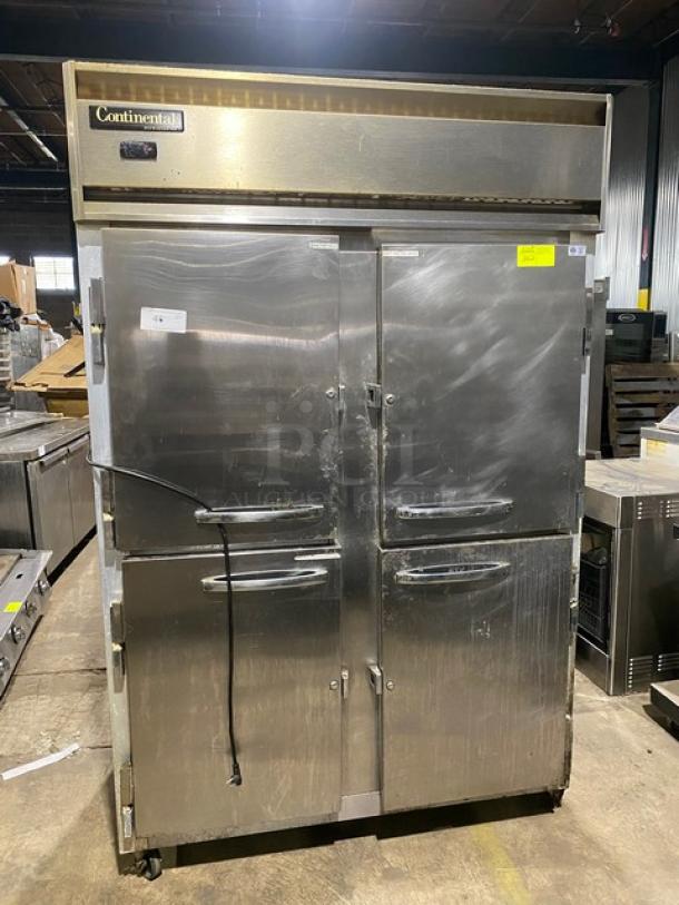 Continental Commercial Double Half Door Reach In Refrigerator! With Built In Pan Racks! All Stainless Steel!  On Casters! 115V 1 Phase! Model: 2R-HD SN: 15750054! Working When Removed! - Image 1 of 9