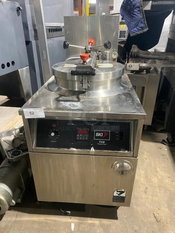 BKI Commercial Electric Powered Pressure Fryer!  All Stainless Steel! With Frying Basket! On Casters! 208V! Model: FKM-F SN: 11919T! - Image 1 of 10