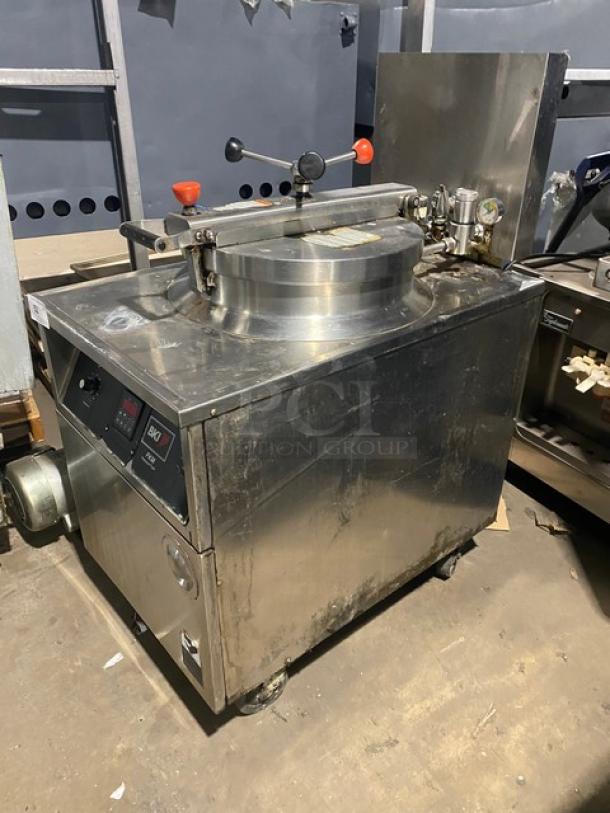 BKI Commercial Electric Powered Pressure Fryer!  All Stainless Steel! With Frying Basket! On Casters! 208V! Model: FKM-F SN: 11919T! - Image 2 of 10