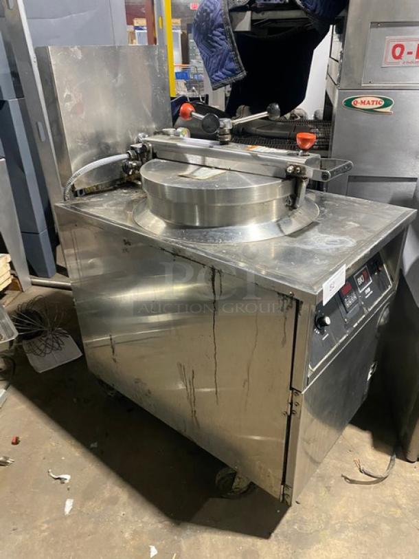 BKI Commercial Electric Powered Pressure Fryer!  All Stainless Steel! With Frying Basket! On Casters! 208V! Model: FKM-F SN: 11919T! - Image 3 of 10
