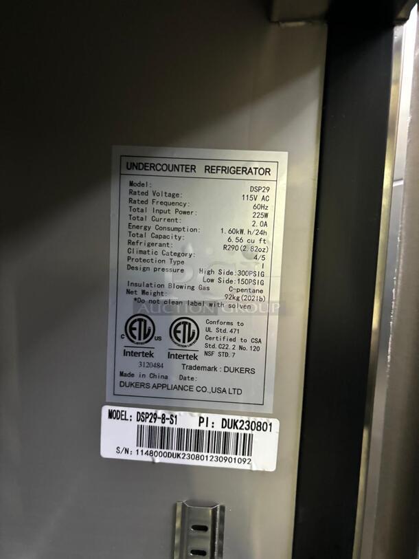 AWESOME MUST SEE! DUKERS COMMERCIAL FOOD PREP TABLE DSP 29 TESTED AND WORKING - Image 4 of 6