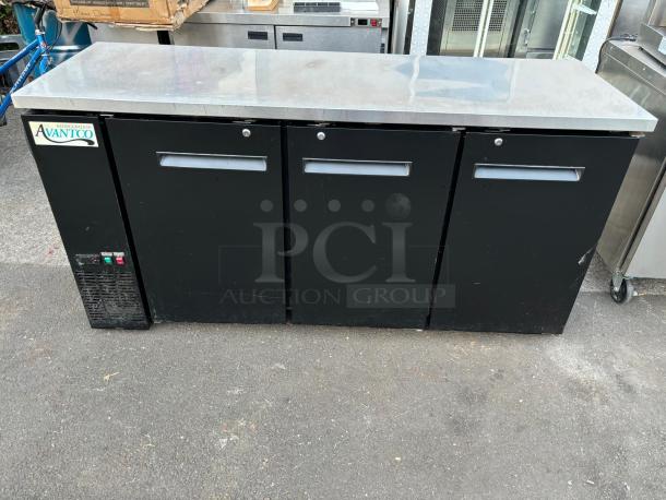 Avantco UBB-72-HC 73" Black Counter Height Narrow Solid Door Back Bar Refrigerator with LED Lighting TESTED AND WORKING - Image 1 of 2