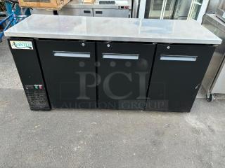 Avantco UBB-72-HC 73" Black Counter Height Narrow Solid Door Back Bar Refrigerator with LED Lighting TESTED AND WORKING