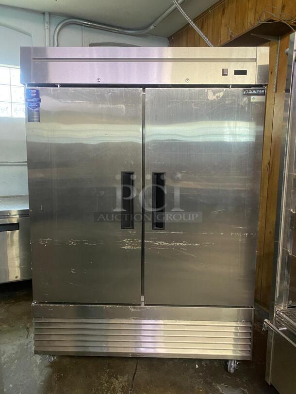GREAT CONDITION Dukers D55F 2-Door Commercial Freezer in Stainless Steel - Image 1 of 5
