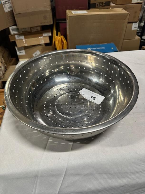 One Stainless Steel Colander. 16.5X5 - Image 1 of 1