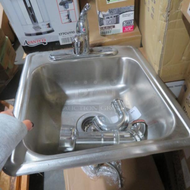 One 17X19 Stainless Steel Drop In Handsink With Faucet. - Image 1 of 1